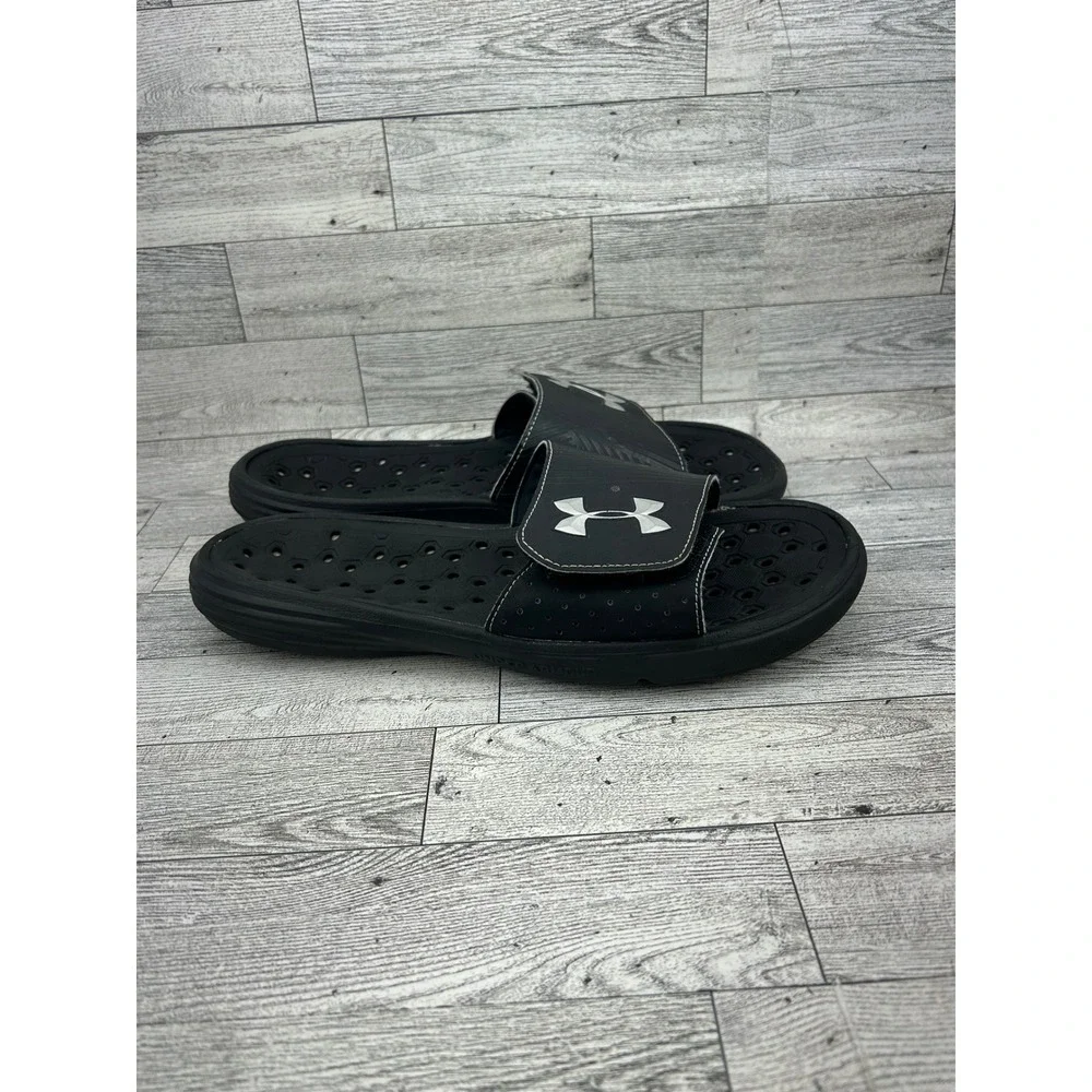 Under Armour Ignite V Mens Black White Slide Sandals 1248165-002 Size 9